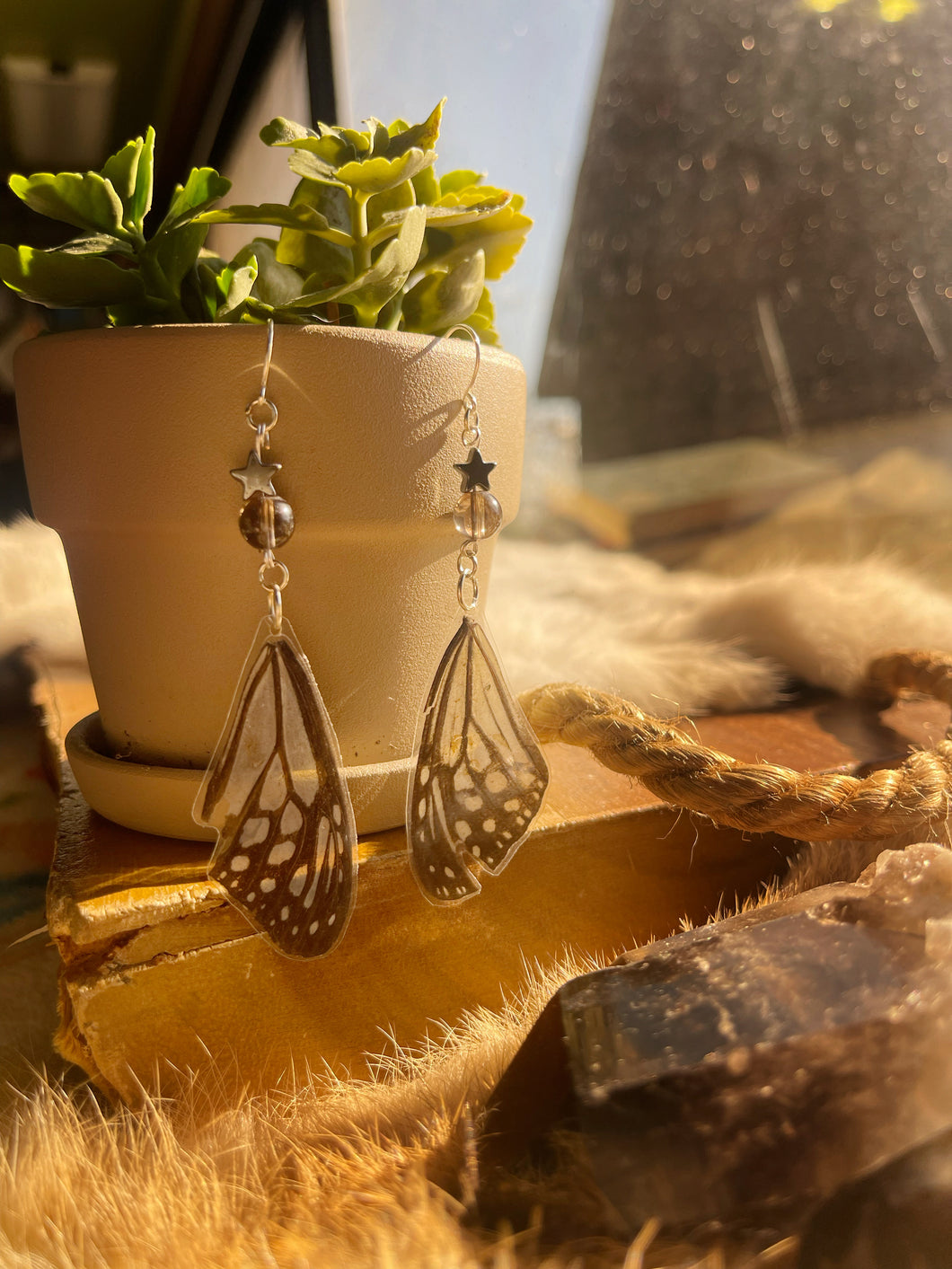 Starr - (real!) butterfly wing earring set