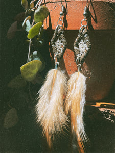 Mini Dreamcatcher Earrings with Dalmatian Jasper