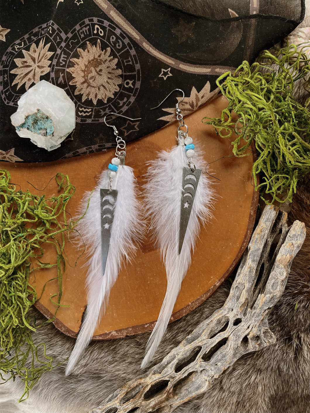 Hope - Feather Earrings with Healing Gems