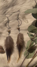 Load and play video in Gallery viewer, Tiger Moon Feather Earrings
