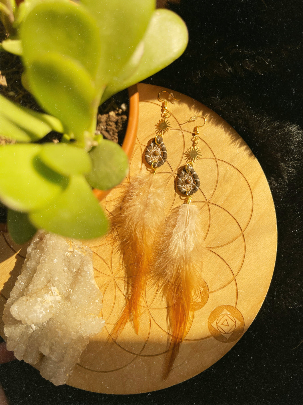 Golden Hour Green Opal Dreamcatcher Earrings