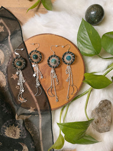 Starry Night Dreamcatcher Earring Set with Apatite